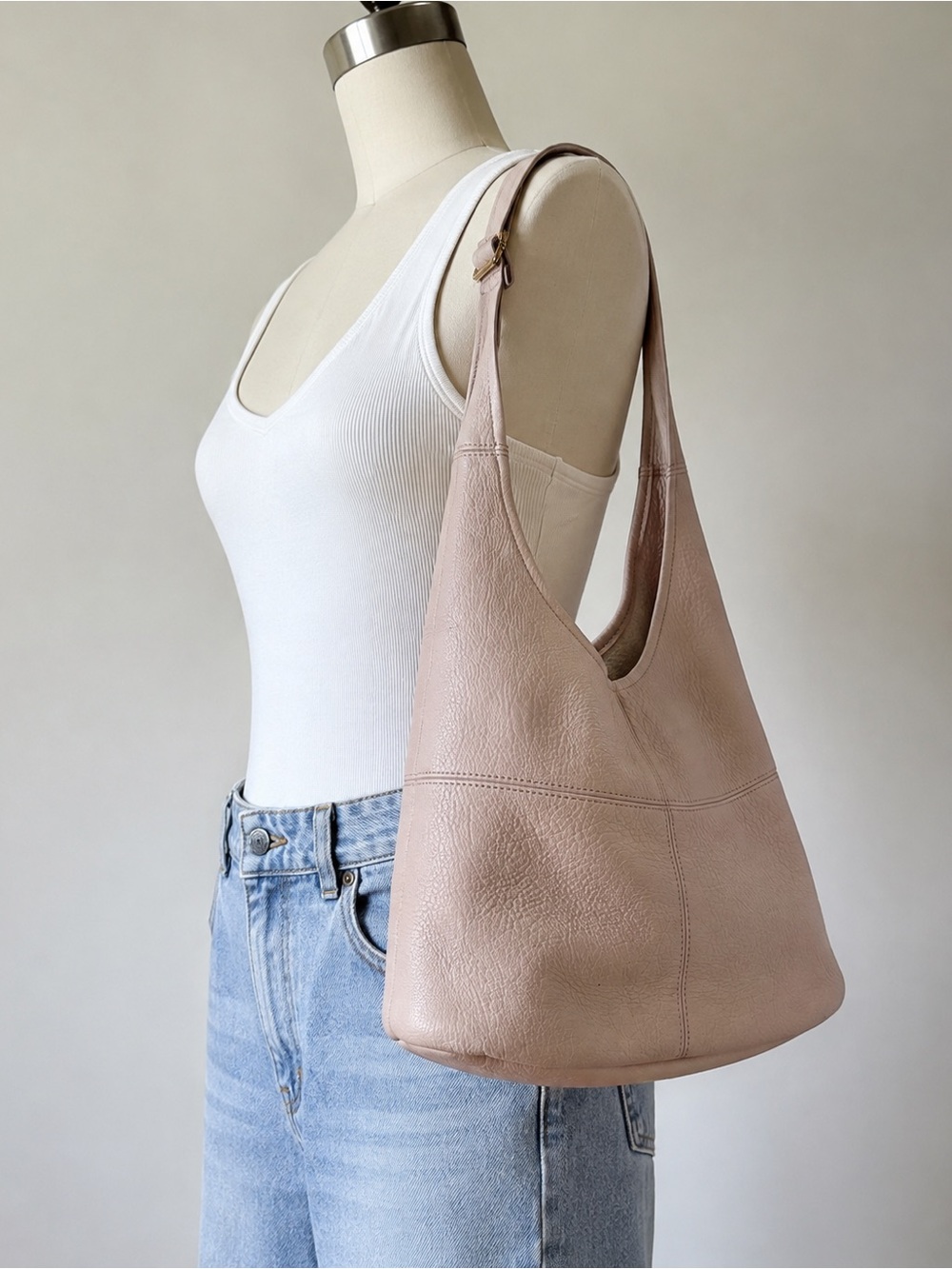 Blush Beige Vegan Slouchy shoulder bag